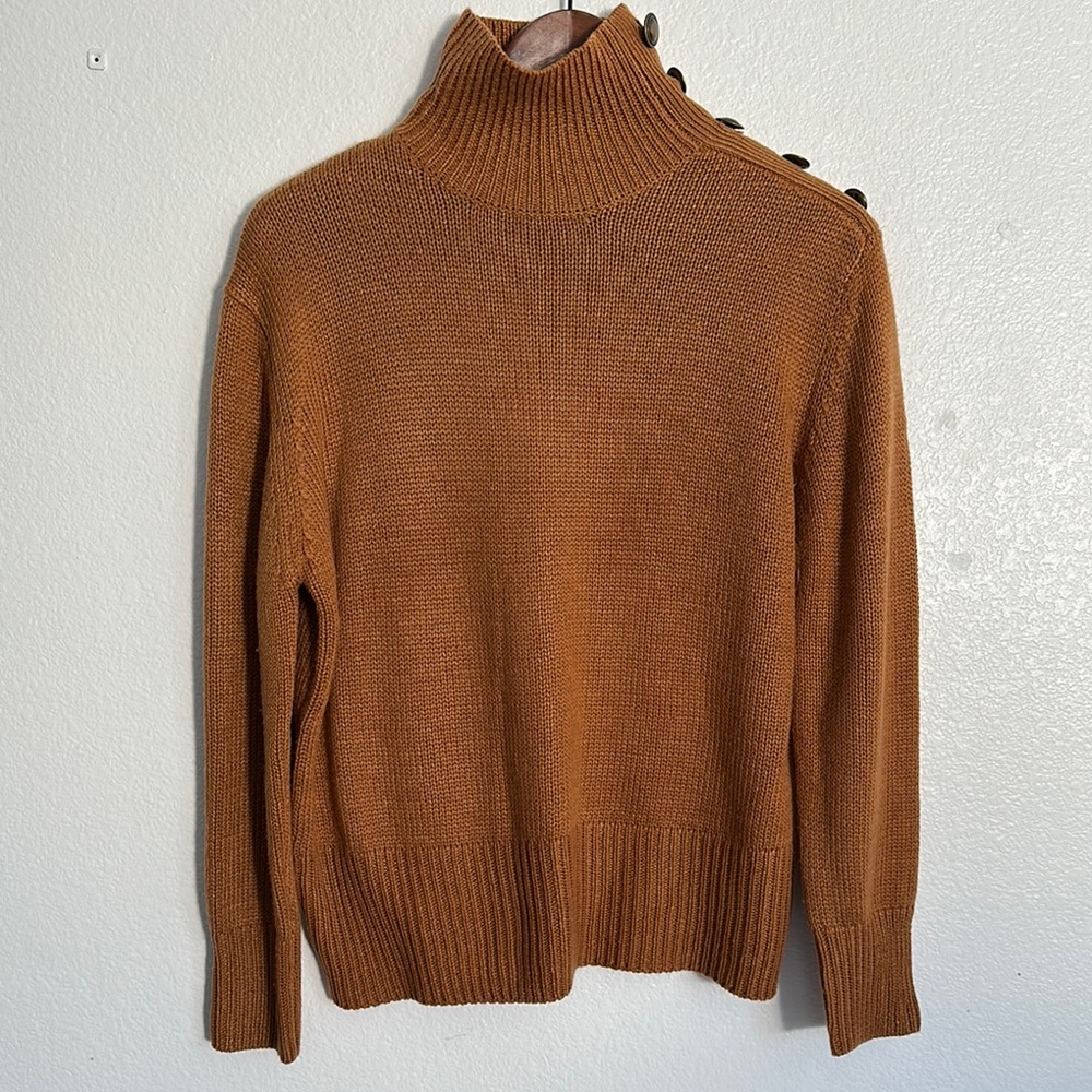 Chic Rust Turtleneck Sweater With Button Accents - image 1